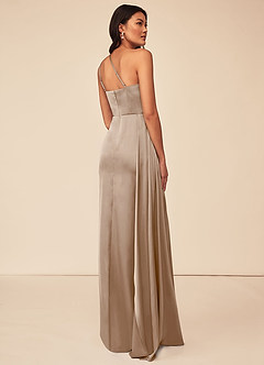 Azazie Maron Brautjungfernkleider A-Linie Eine Schulter Stretch-Satin Kleid Taupe image4