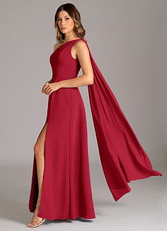 Azazie Tella Bridesmaid Dresses Scarlet A-Line One Shoulder Chiffon Dress image1