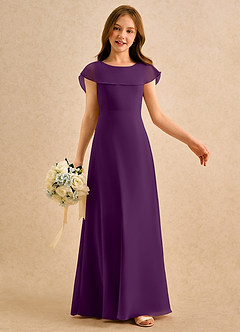 Azazie Kittie Girls Formal Robe Demoiselle D'honneur Fillette Robe Trapèze en Mousseline de soie Grain De Raisin image6