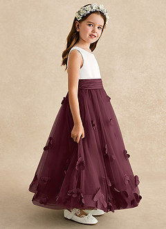 Azazie Vi Flower Girl Dresses Cabernet A-Line Sleeveless Tulle Dress image7