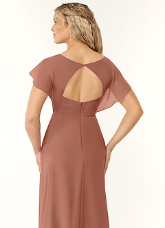 Azazie Rylee Bridesmaid Dresses Bronzer A-Line Pleated Chiffon Dress image3