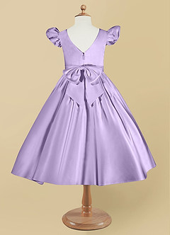 Azazie Violeta Flower Girl Dresses Lilac Ball-Gown Bow Matte Satin Dress image8