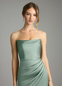 Azazie Leonis Bridesmaid Dresses Agave Mermaid Pleated Stretch Satin Convertible Dress image4