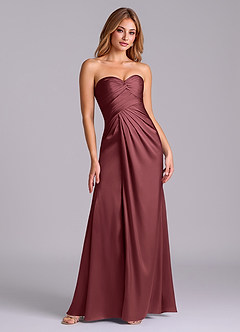 Azazie Sabrine Venta Final Vestido de Merlot de Satén Elástico de Corte en A con Escote de Corazón image3