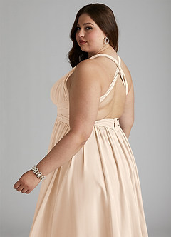 Azazie Ashia Bridesmaid Dresses White Alabaster A-Line Pleated Chiffon Dress image8