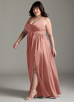 Azazie Alia Brautjungfernkleider A-Linie Plissee Stretch-Satin Kleid Rosettenrosa image13