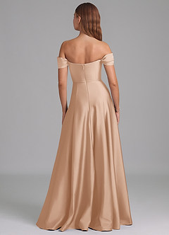 Azazie Seriana Suknie dla druhen Linia A Zza ramienia Satyna elastyczna Do ziemi Sukienka image5