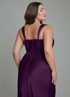 Azazie Agustina Bridesmaid Dresses Grape Mermaid Corset Stretch Satin Dress image13