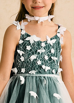 Azazie Darlina Flower Girl Dresses Ivory Pine Ball-Gown Lace Tulle Dress image10