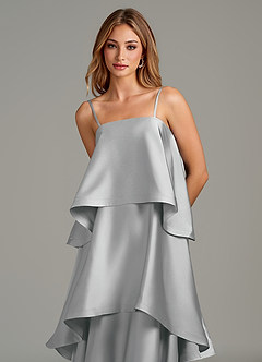 Azazie Azalea Brudepigekjoler En streg Rynket Stræk satin Asymmetrisk Kjole image3