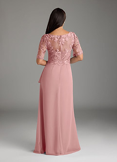 Azazie Amedeus Mother of the Bride Dresses Dusty Rose A-Line V-Neck Lace Chiffon Dress image4