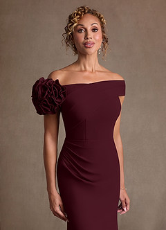 Azazie Gwynne vestidos de madre de la novia Vestido de Cabernet de Crepé elástico de Corte Sirena con Vestidos sin tirantes image6