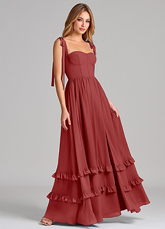 Azazie Anastacia Bridesmaid Dresses Rust A-Line Sweetheart Neckline Chiffon Dress image4