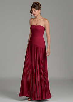 Azazie Yuliana Bridesmaid Dresses Burgundy A-Line Strapless Chiffon Dress image5