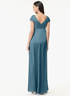 Azazie Allessia Maternity Bridesmaid Dresses A-Line Pleated Stretch Satin Floor-Length Dress image2