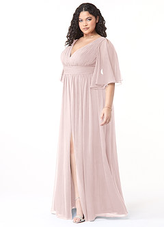 Azazie Temeka Bridesmaid Dresses Blushing Pink A-Line Ruched Chiffon Dress image9