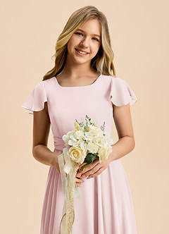 Azazie Cady Junior A-Linie Plissee Chiffon Kleid Zartrosa image8