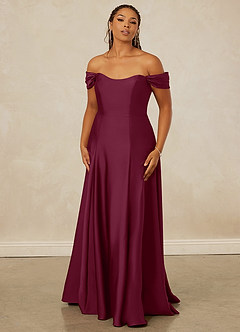 Christian Siriano Bridal for Azazie 1002 Bridesmaid Dresses Mulberry A-Line Off the Shoulder Stretch Satin Convertible Dress image8