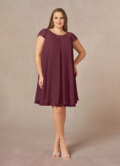 Azazie Tess Mother of the Bride Dresses Cabernet Empire Sequins Chiffon Dress image7