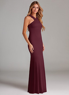 Azazie Doretta Bridesmaid Dresses Cabernet Mermaid Pleated Chiffon Dress image4