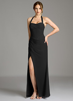 Azazie Serenity Vestidos de damas de honor Vestido de Negro de Gasa de Corte Sirena con Escote de Corazón image7