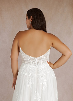 Azazie Wendie Robes de mariée Robe Trapèze en Tulle Paillettes Blanc De Diamant image18