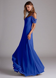 Azazie Marley Bridesmaid Dresses Royal Blue A-Line Off the Shoulder Chiffon Convertible Dress image3