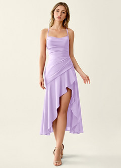 Heloise Lilas Robe longue en satin à lacets dans le dos image4