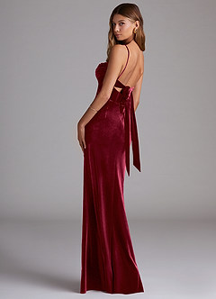 Azazie Mai Bridesmaid Dresses Burgundy Sheath Sweetheart Neckline Velvet Dress image2