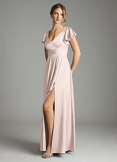 Azazie Omari Bridesmaid Dresses Blushing Pink A-Line Stretch Satin Dress image4