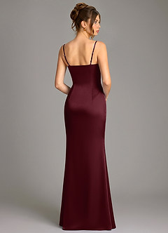 Azazie Reverie Bridesmaid Dresses Cabernet Mermaid Corset Stretch Satin Dress image4