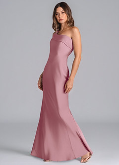 Azazie Driea Bridesmaid Dresses Vintage Mauve Mermaid One Shoulder Stretch Satin Dress image6