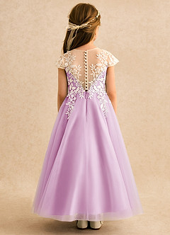 Azazie Dandelion Flower Girl Dresses Candy Pink Ball-Gown Lace Dress image5