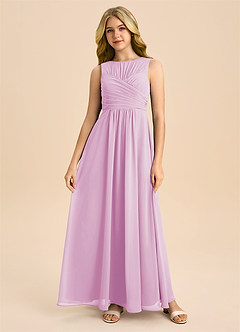 Azazie Skyla Junior Candy Pink A-Line Pleated Chiffon Dress image3