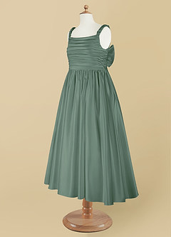 Azazie Cutie Pie Flower Girl Dresses A-Line Pleated Matte Satin Dress image9