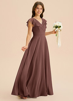 Azazie Anysa Junior Robe Trapèze en Mousseline de soie Rayé Expresso image5