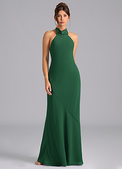 Azazie Velli Bridesmaid Dresses Dark Green Mermaid Bow Chiffon Dress image6