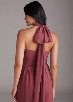 Azazie Lamara Abiti da Damigella Tuta Convertibile in Chiffon a Spalla Scoperta Merlot image10