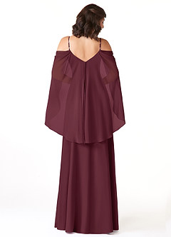 Azazie Cienna Bridesmaid Dresses Cabernet A-Line Off the Shoulder Chiffon Dress image2