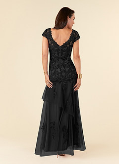 Azazie Romy Mother of the Bride Dresses Black Mermaid V-Neck Sequins Tulle Dress image4