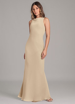 Azazie Allettie Bridesmaid Dresses Champagne Mermaid Chiffon Dress image3