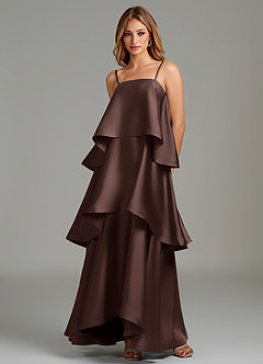 Azazie Azalea Bridesmaid Dresses Ganache A-Line Ruched Stretch Satin Dress image5