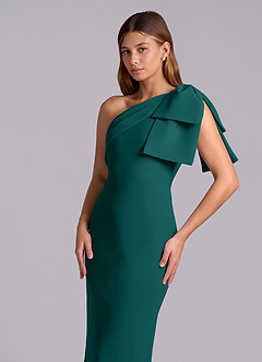 Azazie Yuanna Bridesmaid Dresses Peacock Mermaid One Shoulder Chiffon Dress image7