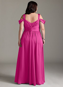 Azazie Lianne Brautjungfernkleider A-Linie Schulterfrei Stretch-Satin Kleid Fuchsia image10