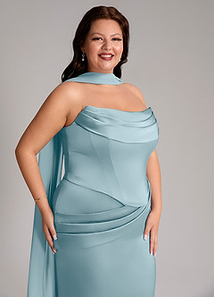 Azazie Sorrel Bridesmaid Dresses Moody Blue Mermaid Strapless Stretch Satin Convertible Dress image10