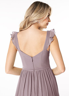 Azazie Stassie Brautjungfernkleider A-Linie Herzchen Gerüscht Chiffon Kleid Dämmerung image6