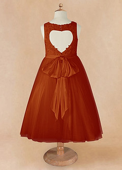 Azazie Calla Blumenmädchenkleider Ballkleid Spitze Tüll Kleid Paprika image8