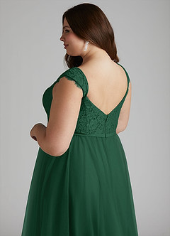 Azazie Luxi Bridesmaid Dresses Dark Green A-Line Pleated Tulle Dress image11