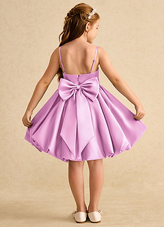 Azazie Davine vestidos de niña de las flores Vestido de Rosa Caramelo de Satin Mate de Corte En A con Tirante Espagueti image1