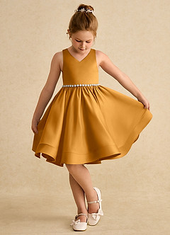 Azazie Julietta Blumenmädchenkleider Ballkleid Cabrio Tüll Kleid Butterscotch image4